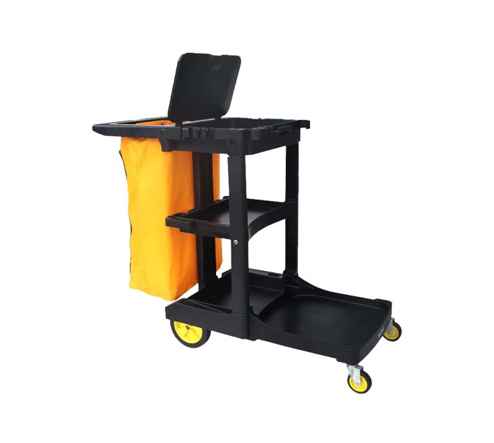 Carro de Limpieza Profesional Negro con Tapa