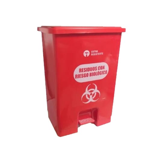 Papelera De 32 Litros Roja Con Pedal